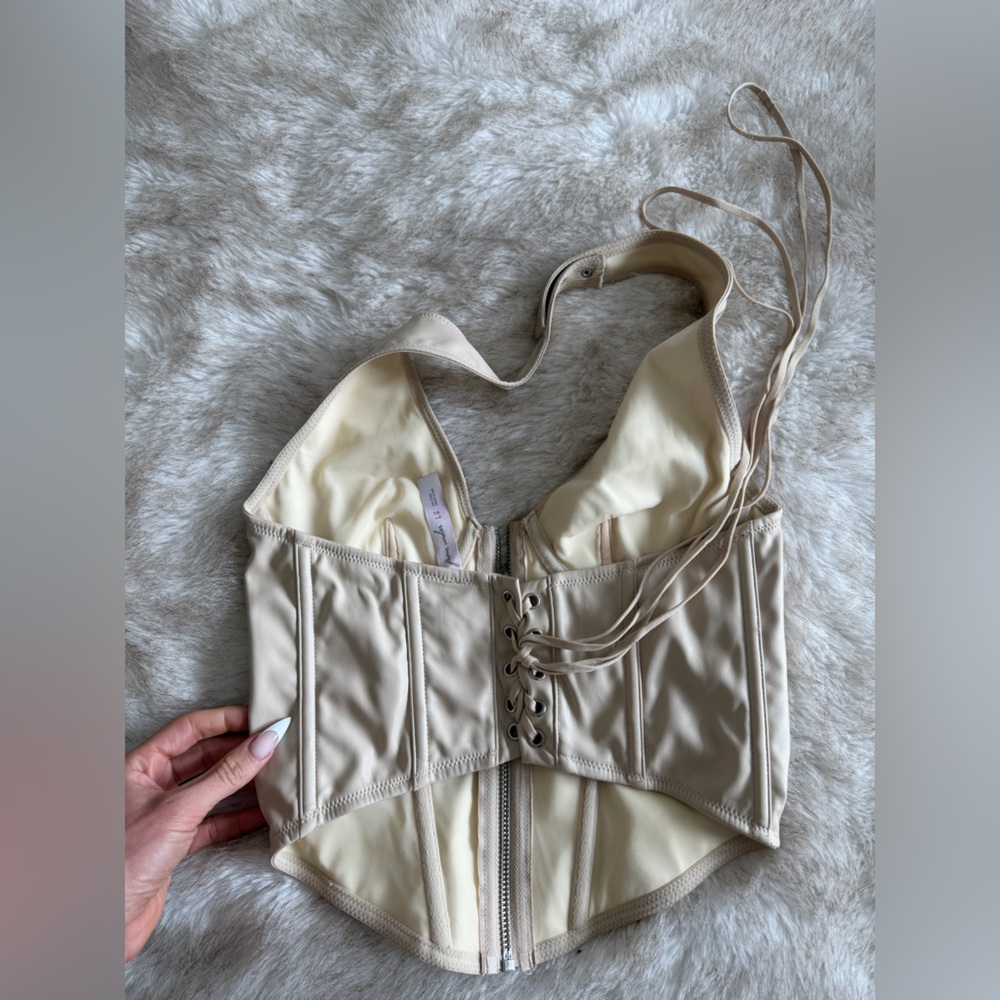 Urban Outfitters Beige Halter Zip-Front Tank Top - Picture 2 of 2